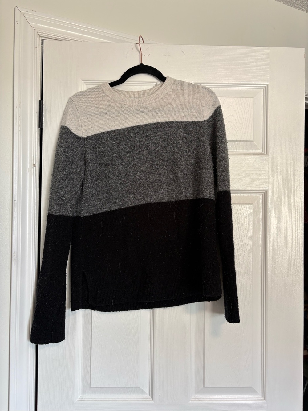 Old Navy Three-Tone Crewneck Sweater - White, Gray & Black
